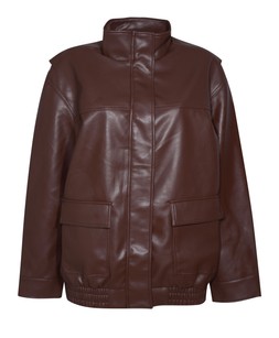 New Look Dark Brown Faux Leather Funnel Neck Oversized Jacket, £54.99
