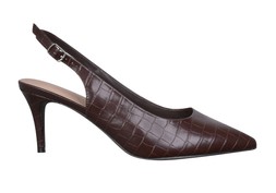New Look Extra Wide Fit Brown Textured Slingback Court Shoes, £25.99