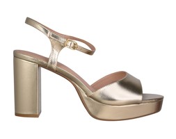New Look Gold Faux Leather Platform Sole Block Heel Sandals, £32.99