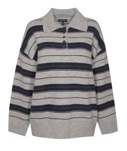 New Look, Grey Striped Knit Polo Jumper £29.99