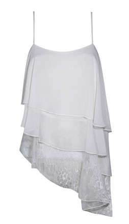 Off White Lace Asymmetric Tiered Cami Top, £29.99 (947713312)