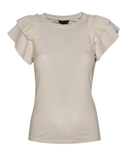 Off White Ribbed Flutter Sleeve T-Shirt, £14.99 (945542112)
