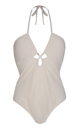 Off White Tummy Control Crochet Halter Neck Swimsuit, £32.99 (938390212)