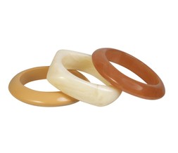 Pack of 3 Cream Rectangular Circle Resin Chunky Bangles, £14.99 (946289429)