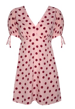 Pink Crepe Polka Dot Tie Sleeve Mini Dress, £23.99 (944235779)