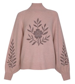 Pink Floral Embroidery High Neck Jumper, £39.99 (944574479)