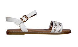 White Faux Leather Cut Out Strap Flat Sandals, £22.99 (951057410)