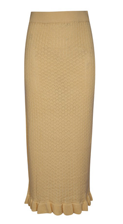 Yellow Cotton Rich Stitchy Knit Frill Hem Midi Skirt, £29.99 (943001289)