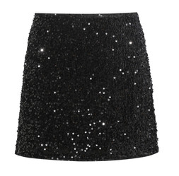 Black Velvet Sequin Embellished A-Line Mini Skirt, £24.99