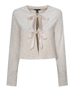 Cream Velvet Sequin Embellished Tie Front Cardigan, £39.99