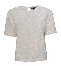 Cream Velvet Sequin Embellished T-Shirt, £25.99