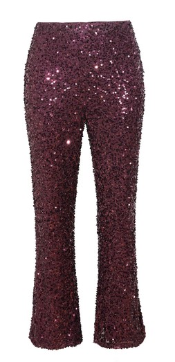 Dark Burgundy Sequin Flared Trousers, £32.99
