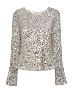 Gold Sequinned Scooped Back Long Sleeve Top, £29.99