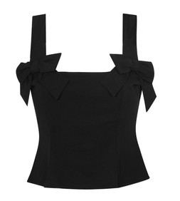 Black Bow Appliqued Square Neck Top, £21.99