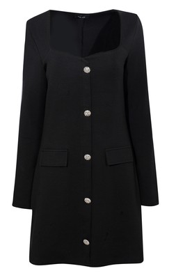 Black Diamante Button Long Sleeve Mini Dress, £35.99 (939385301)