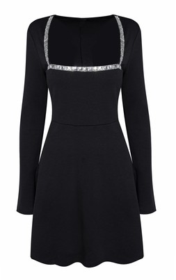 Black Diamante Trim Square Neck Mini Dress, £37.99 (941725401)