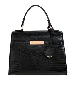 Black Faux Leather Textured Top Handle Tote Bag, £24.99 (933630801)