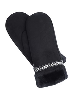 Black Faux Suede and Faux Fur Trim Mittens, £11.99 (931350601)