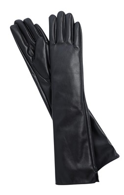Black Long Ruched Faux Leather Gloves, £14.99 (931391901)