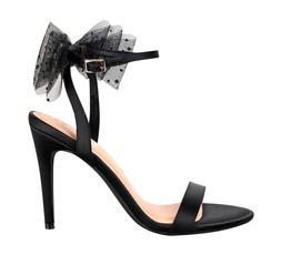 Black Satin Embellished Mesh Bow Sandals, £39.99 (935754301)