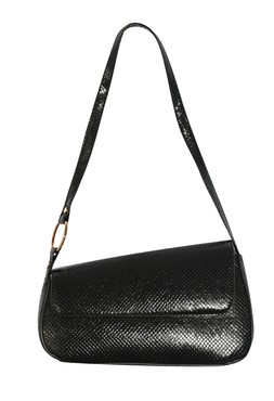 Black Textured Faux Leather Asymmetric Shoulder Bag, £19.99 (937269701)