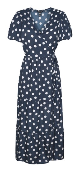 Blue Crepe Spot Print Wrap Midi Dress, £27.99 (936305649)