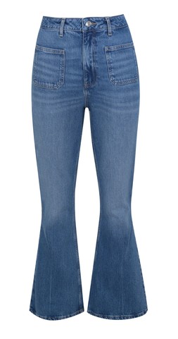 Blue Patch Pocket Flared Denim Jeans, New Look, £39.99 (931349440)