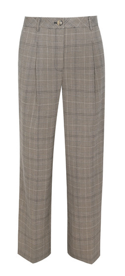 Brown Checked Wide Leg Pleat Front Trousers, £35.99 (932715329)