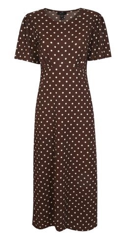Brown Crinkle Texture Spot Print Midi Dress, £25.99 (938195529)