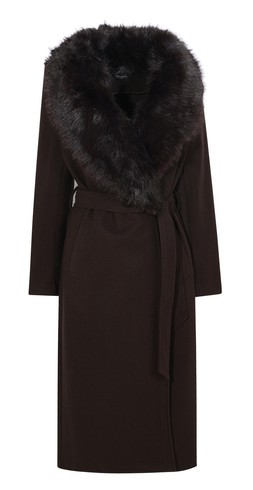 Brown Faux Fur Collar Belted Coat, £79.99 (933501127)