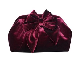 Burgundy Bow Applique Velvet Slouch Clutch Bag, £23.99 (934735167)