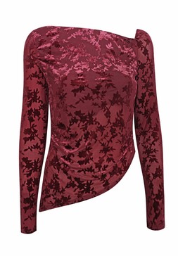 Burgundy Velvet Devore Long Sleeve Top, £23.99 (935171367)