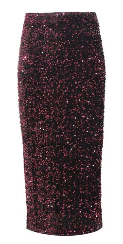 Burgundy Velvet Sequin Embellished Midi Skirt, £29.99 (934133767)