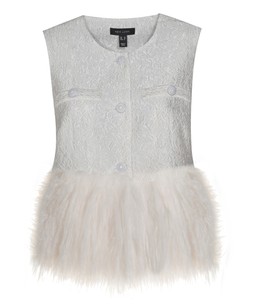 Cream Faux Fur Hem Sleeveless Waistcoat Top, £39.99 (934979413)