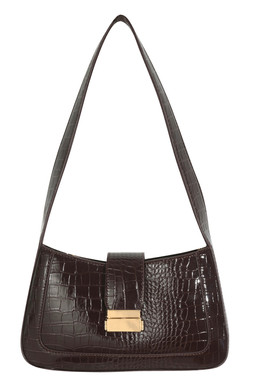 Dark Brown Faux Leather Crocodile Effect Shoulder Bag, £23.99 (933630727)