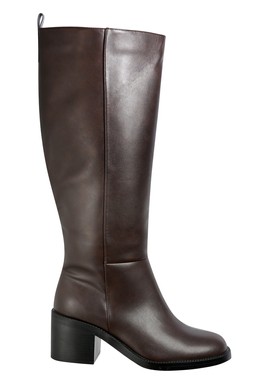 Dark Brown Faux Leather Heeled Knee High Boots, £59.99 (931154727)