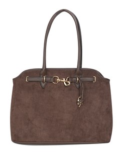 Dark Brown Faux Suede Belted Tote Bag, £32.99