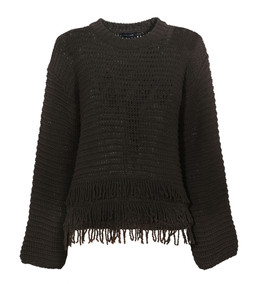 Dark Brown Heavy Knit Fringe Hem Jumper, £36.99 (937576527)