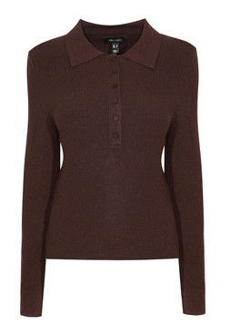 Dark Brown Lightweight Button Up Polo Top, £24.99 (936185527)
