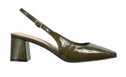 Dark Green Faux Leather Slingback Pointed Toe Pumps, £33.99 (932431738)