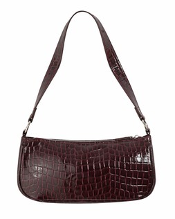Dark Purple Faux Leather Crocodile Embossed Shoulder Bag, £17.99 (933621057)