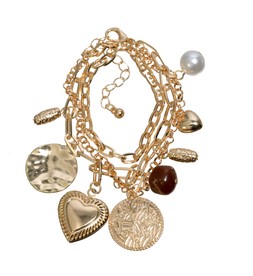 Gold Tone Three Row Multi Charm Bracelet, £7.99 (937164693)