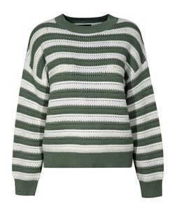 Green Stripe Mesh Stitch Knit Jumper €34.99 £27.99 -887681539