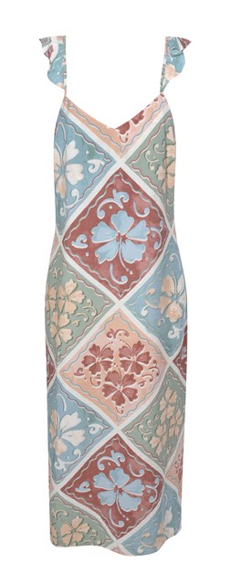 Multicoloured Flutter Sleeve Slit Hem Midi Slip Dress, New Look, £29.99 (929184899)