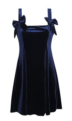 Navy Velvet Bow Mini Dress, £32.99 (940668341)