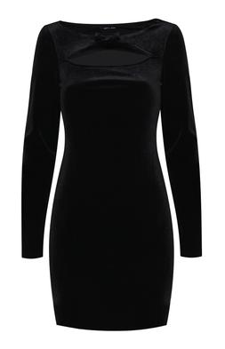 New Look Black Bow Cutout Stretch Velvet Long Sleeve Mini Dress £25.99, €33.99