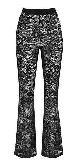 New Look Black Floral Lace Sheer Flared Trousers £25.99, €33.99