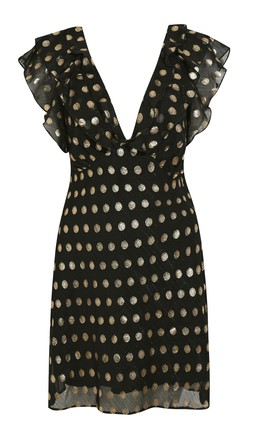 New Look Black Foil Polka Dot Ruffled Chiffon Mini Dress £35.99, €46.99