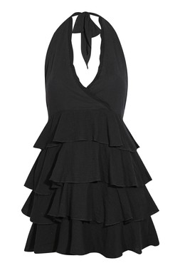 New Look Black Ruffled Halterneck Micro Mini Dress £29.99