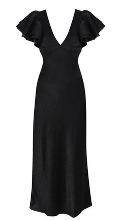 New Look Black Ruffled Sleeve Satin Midi Dress £37.99, €49.99
